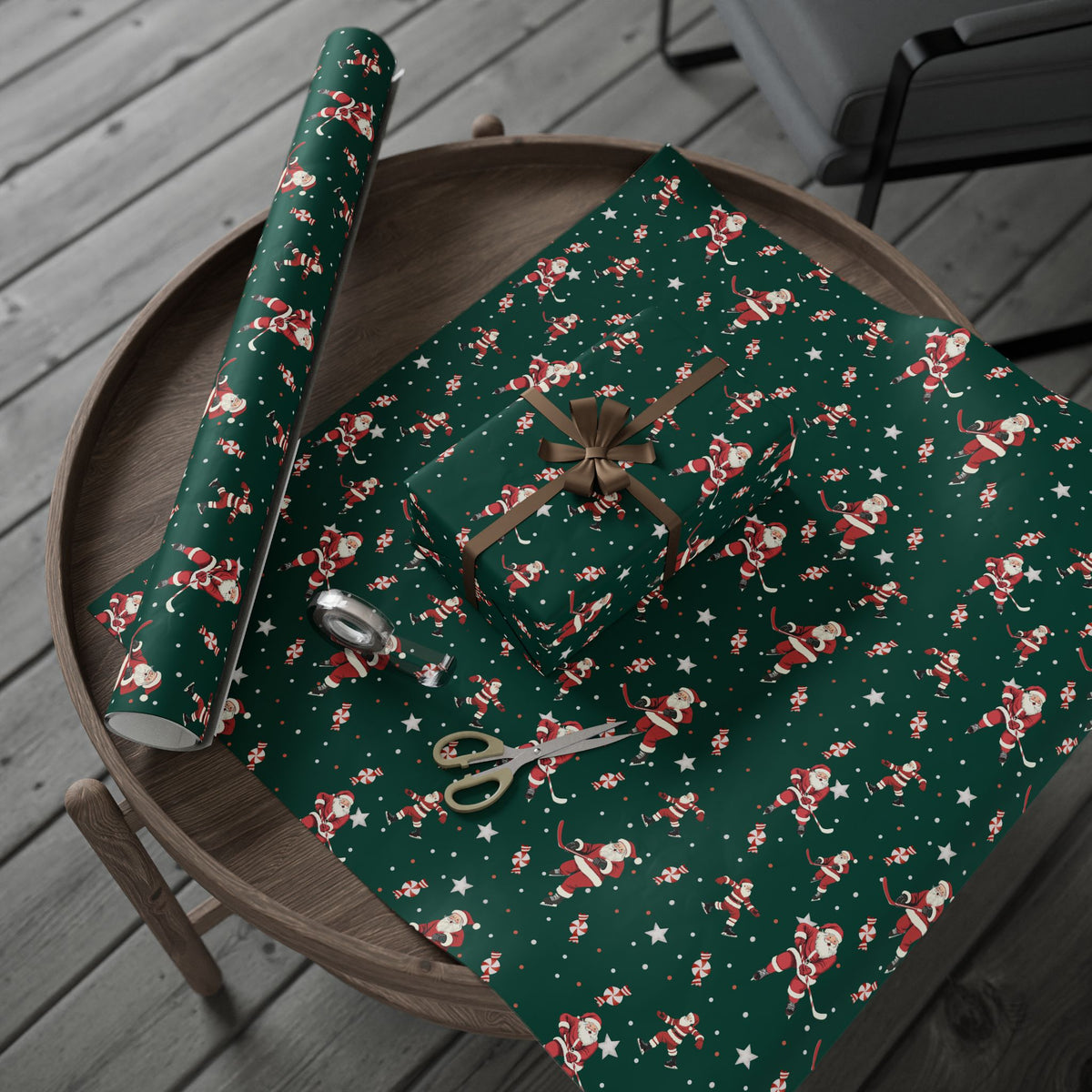 Santa's Slapshot Wrapping Paper