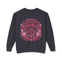 Hockey Moms Don't Give A Puck Comfort Colors Unisex Lightweight Crewneck Sweatshirt