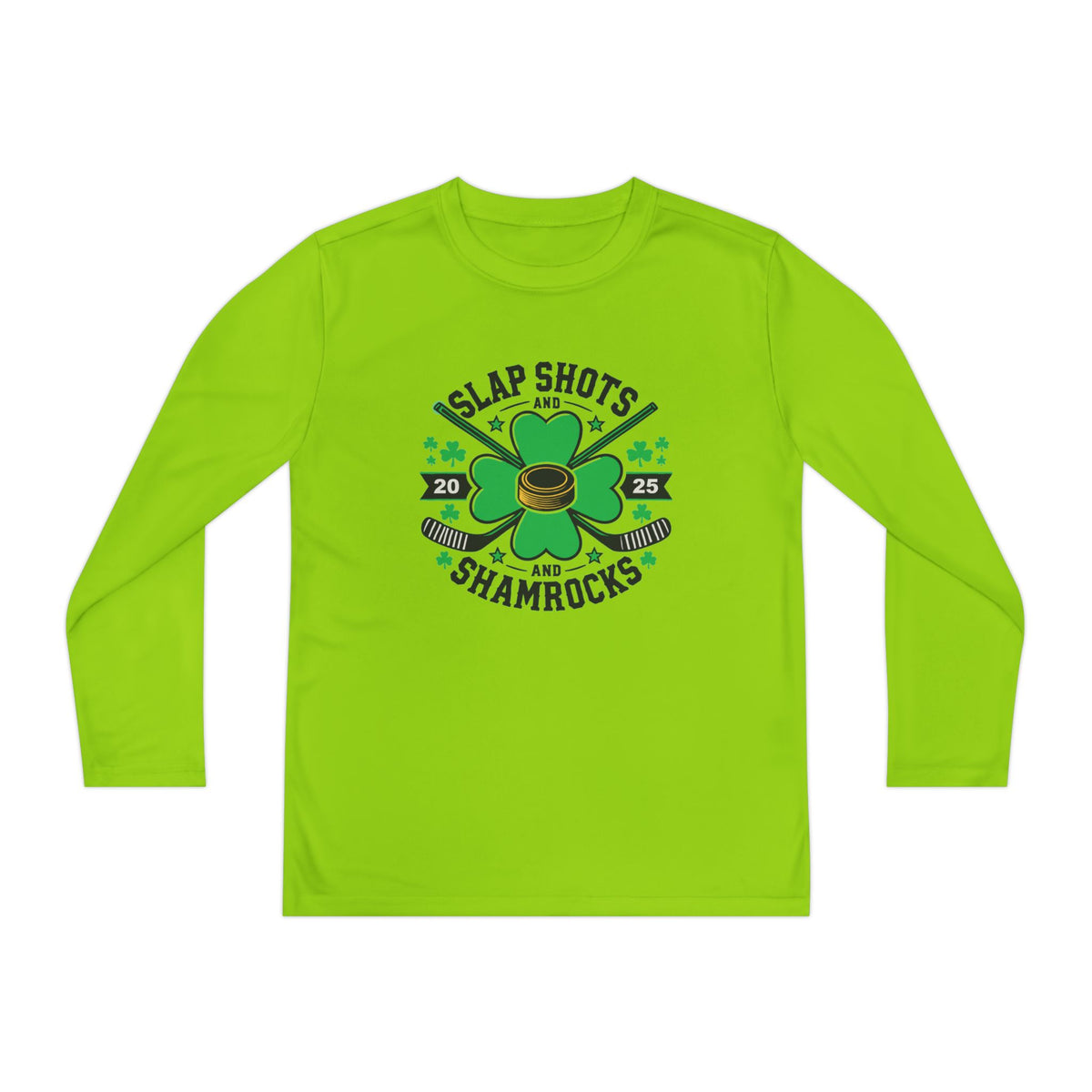 Slap Shots and Shamrocks Youth Long Sleeve Competitor Tee