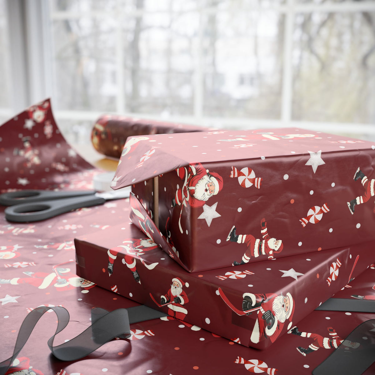 Santa's Slapshot Wrapping Paper