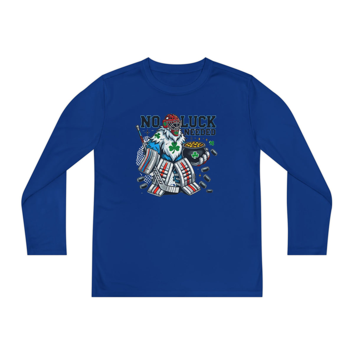 No Luck Needed Yeti Goalie Youth Long Sleeve Competitor Tee