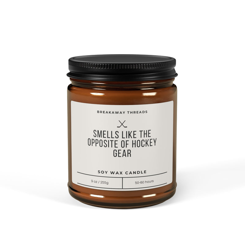 Smells Like The Opposite Of Hockey Gear Scented Soy Candle (Multi-Size, Amber Jar)