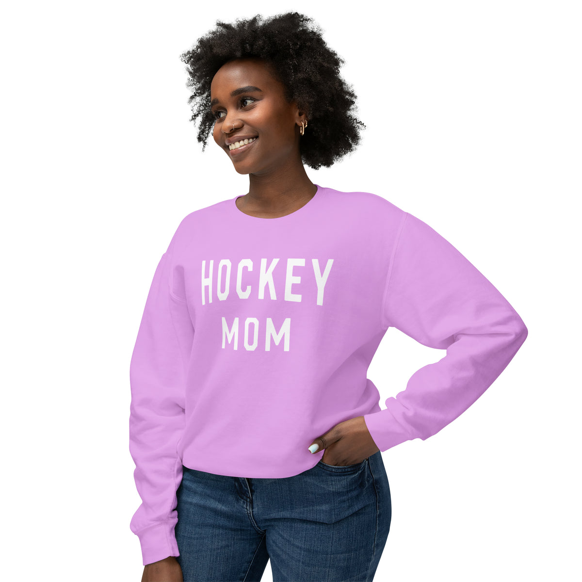 Hockey Mom Comfort Colors Unisex Lightweight Crewneck Sweatshirt