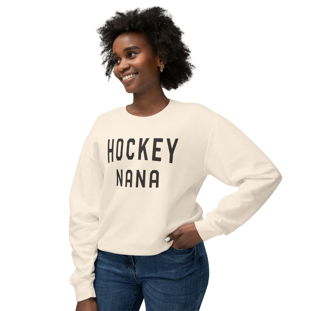 Hockey Nana Comfort Colors Unisex Lightweight Crewneck Sweatshirt