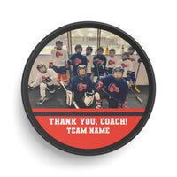 Custom Thank You Coach Hockey Puck