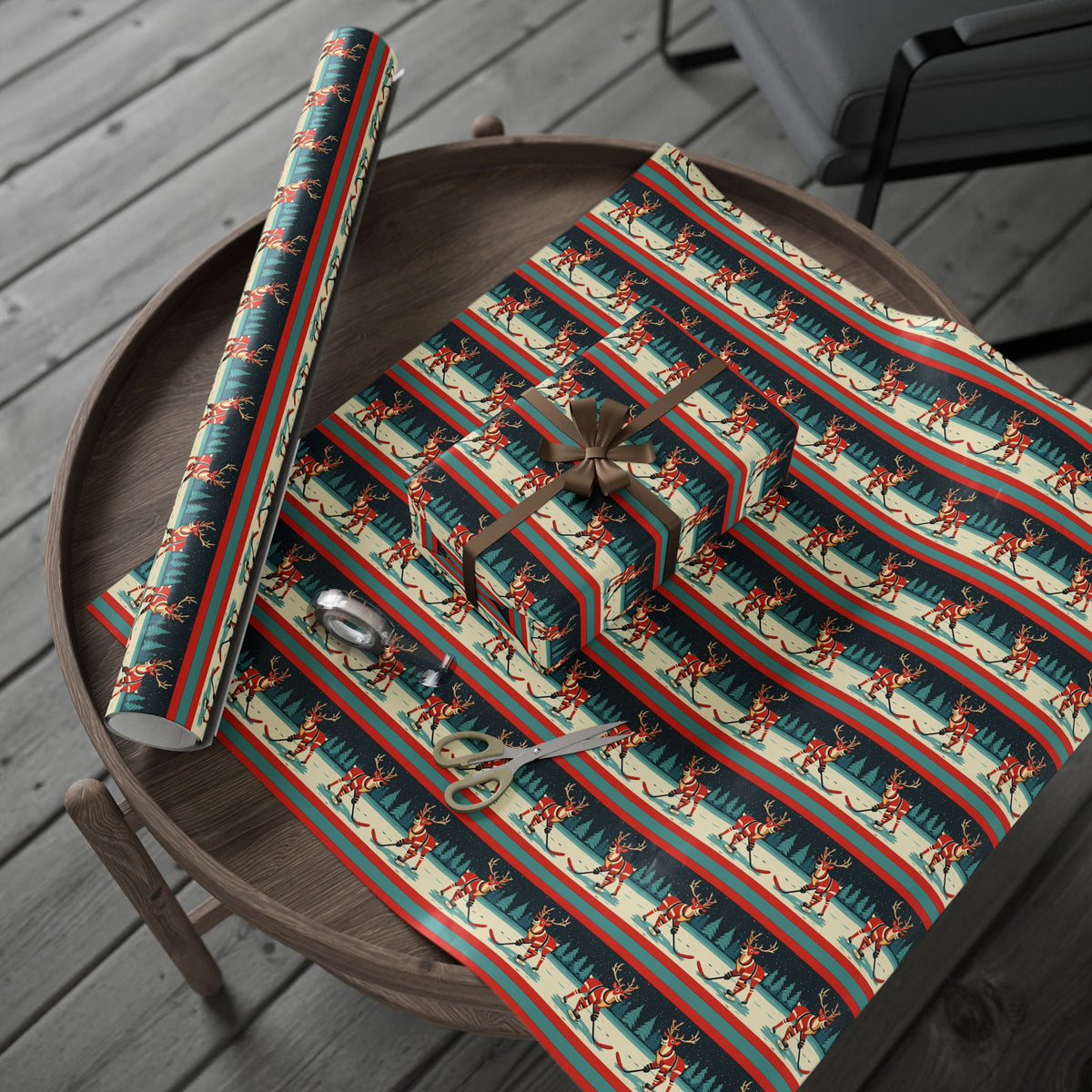 Rinkside Reindeer Wrapping Paper