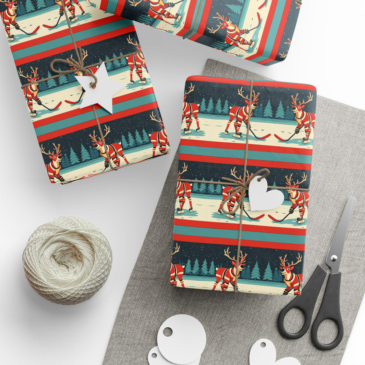 Rinkside Reindeer Wrapping Paper