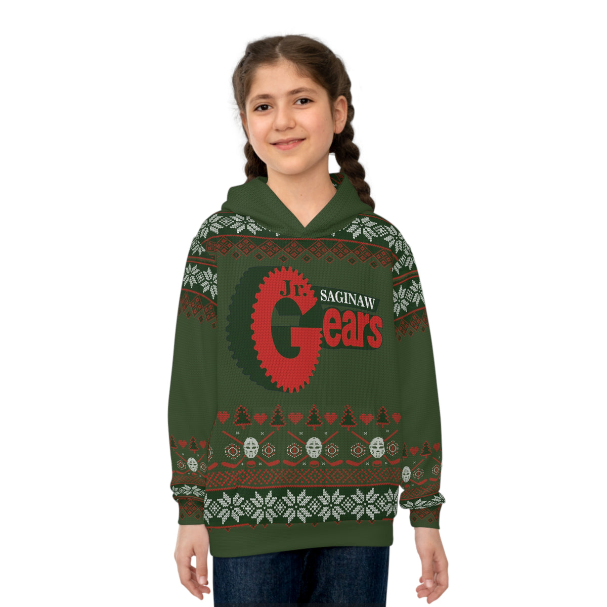 Ugly Christmas Sweater Custom Team Jersey Children's Hoodie (AOP)