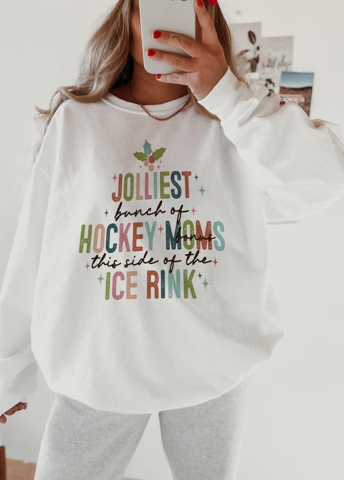 The Jolliest Bunch of Hockey *Bonus* Moms this Side of the Hockey Rink Unisex Heavy Blend™ Crewneck Sweatshirt