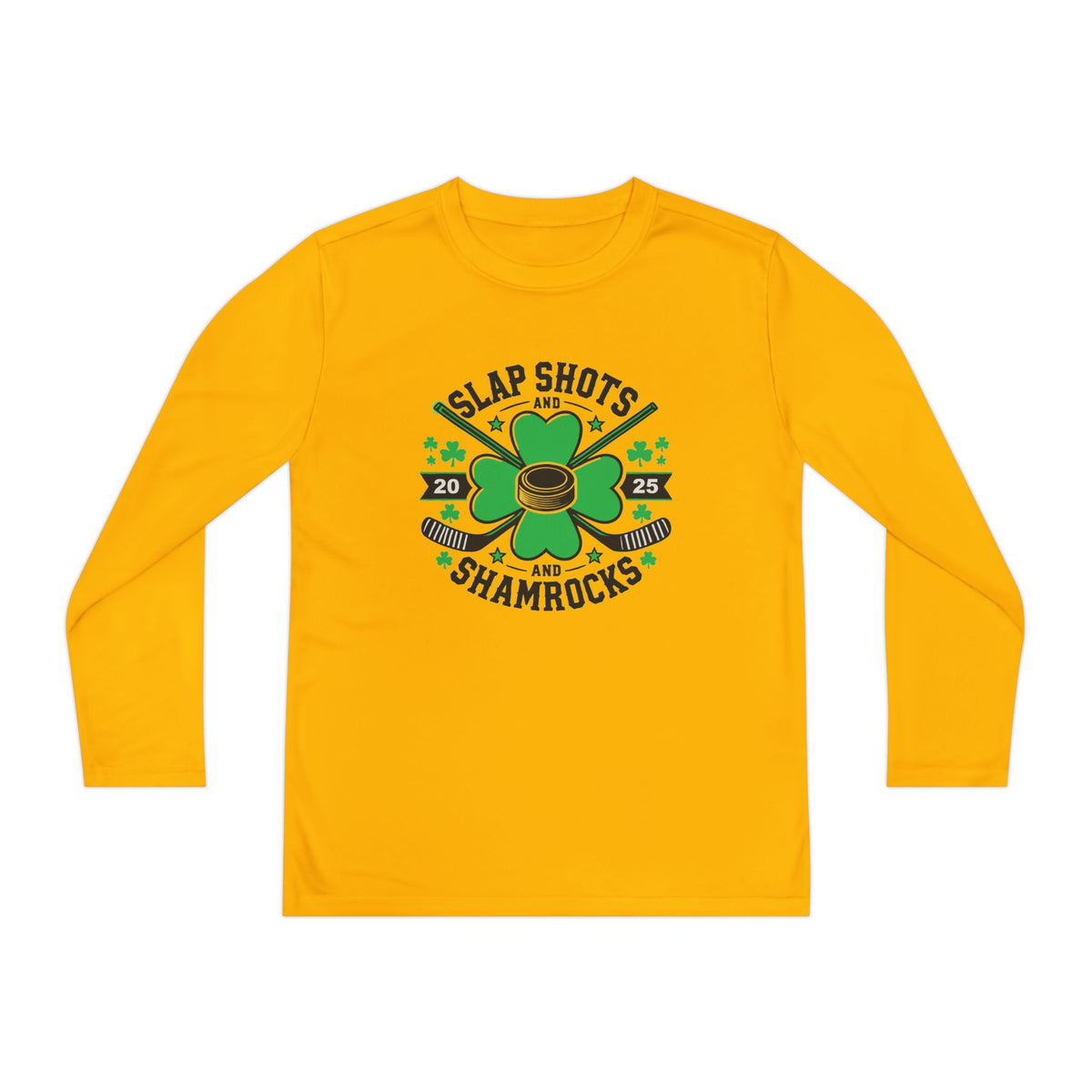 Slap Shots and Shamrocks Youth Long Sleeve Competitor Tee