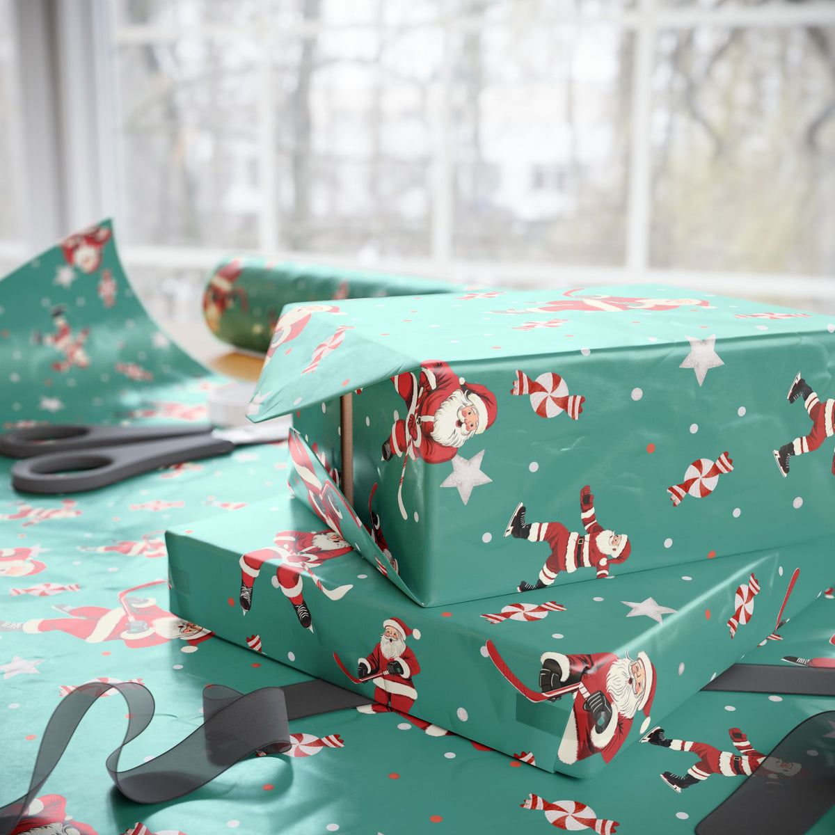 Santa's Slapshot Wrapping Paper