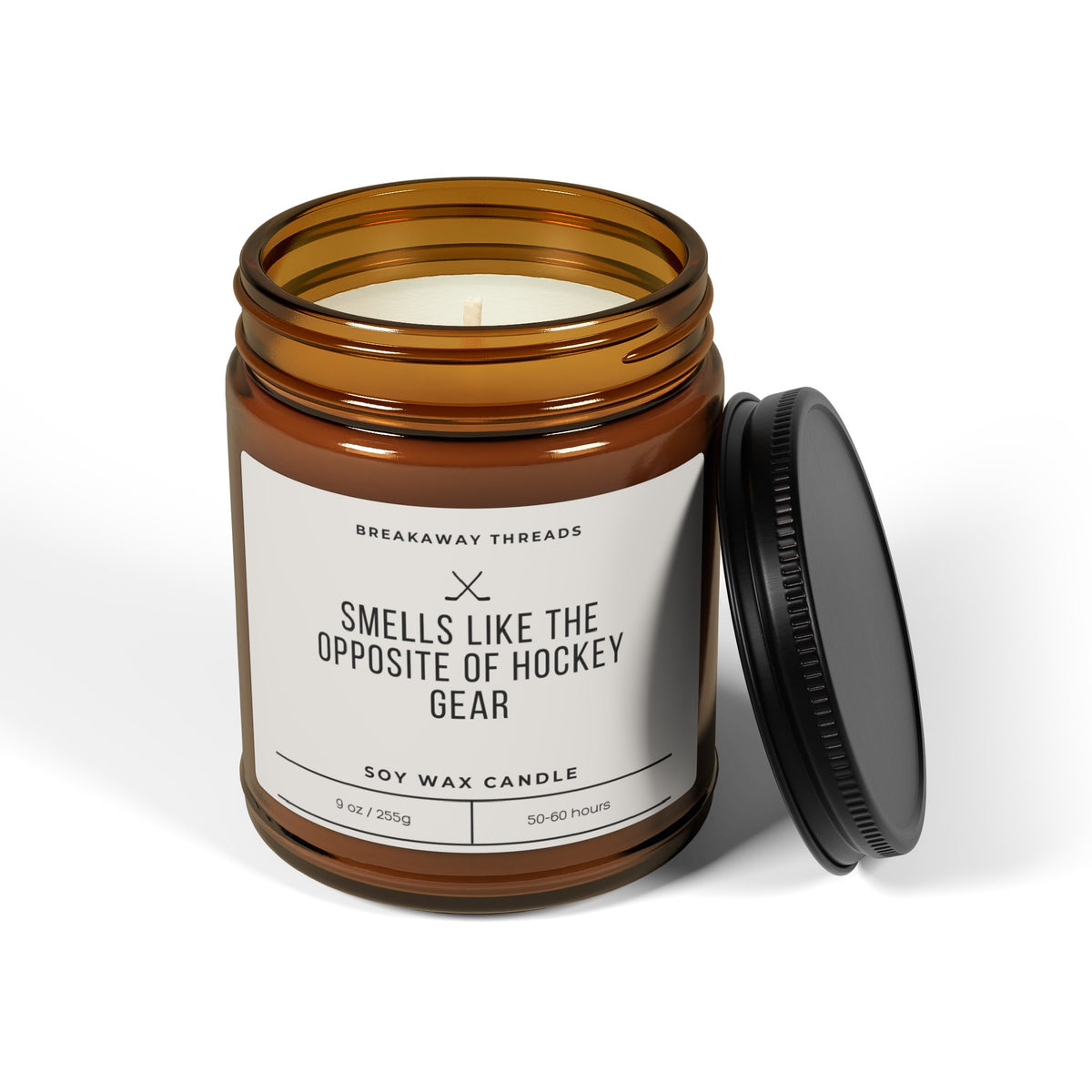 Smells Like The Opposite Of Hockey Gear Scented Soy Candle (Multi-Size, Amber Jar)