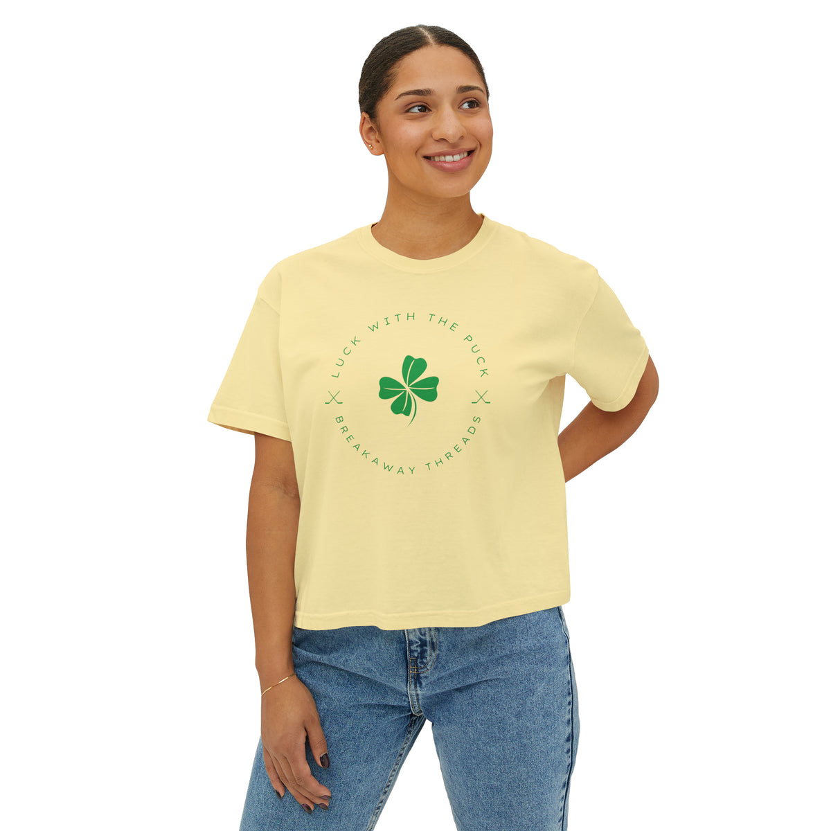 Luck With The Puck Comfort Colors Women's Boxy Tee