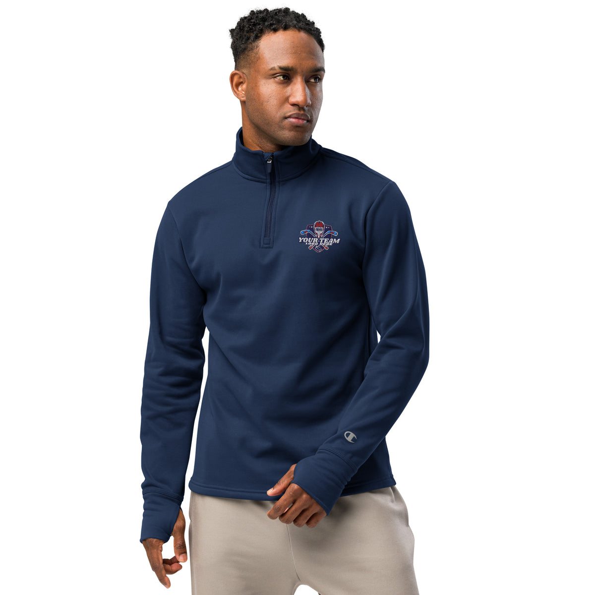 Custom Embroidered Team Logo Quarter Zip Pullover