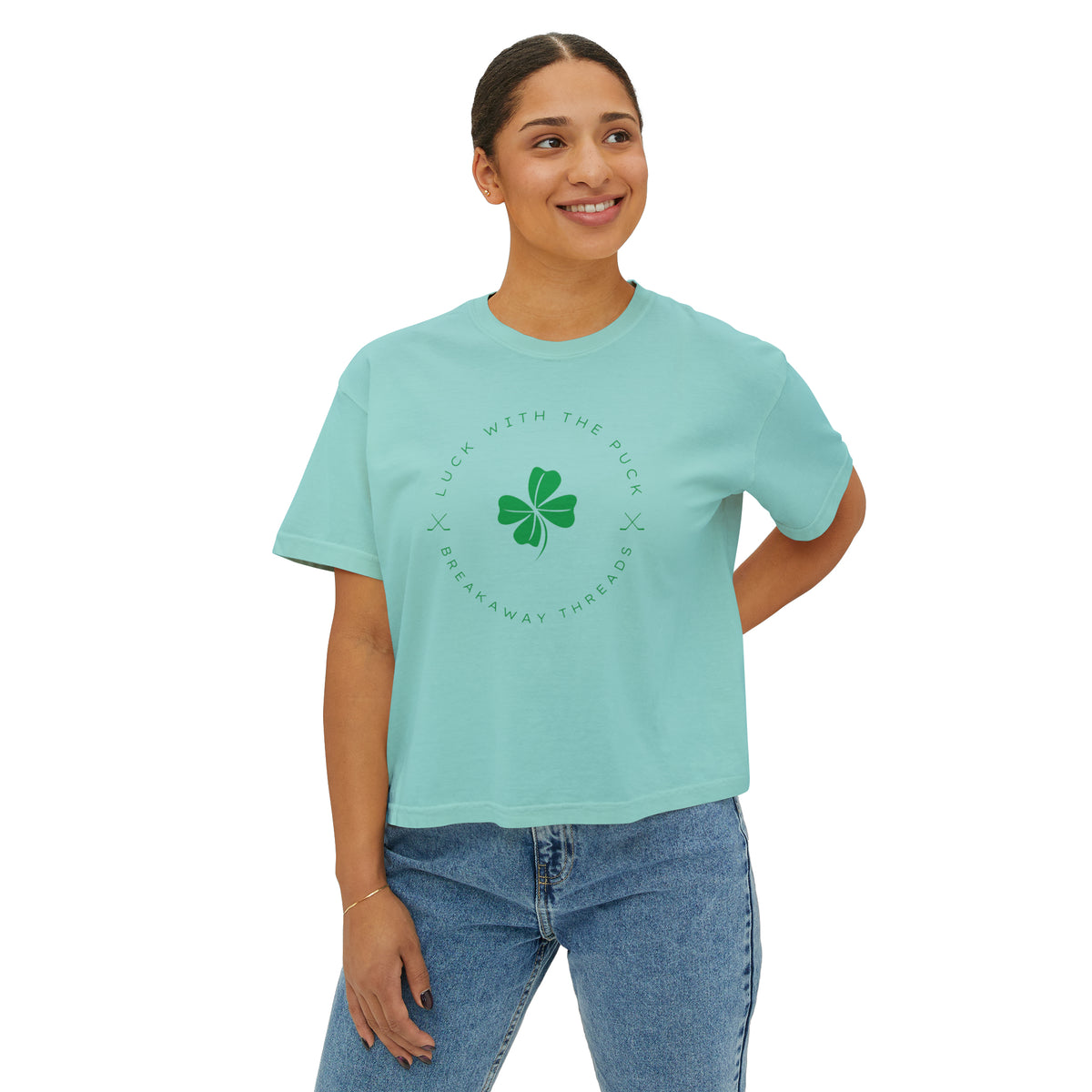 Luck With The Puck Comfort Colors Women's Boxy Tee