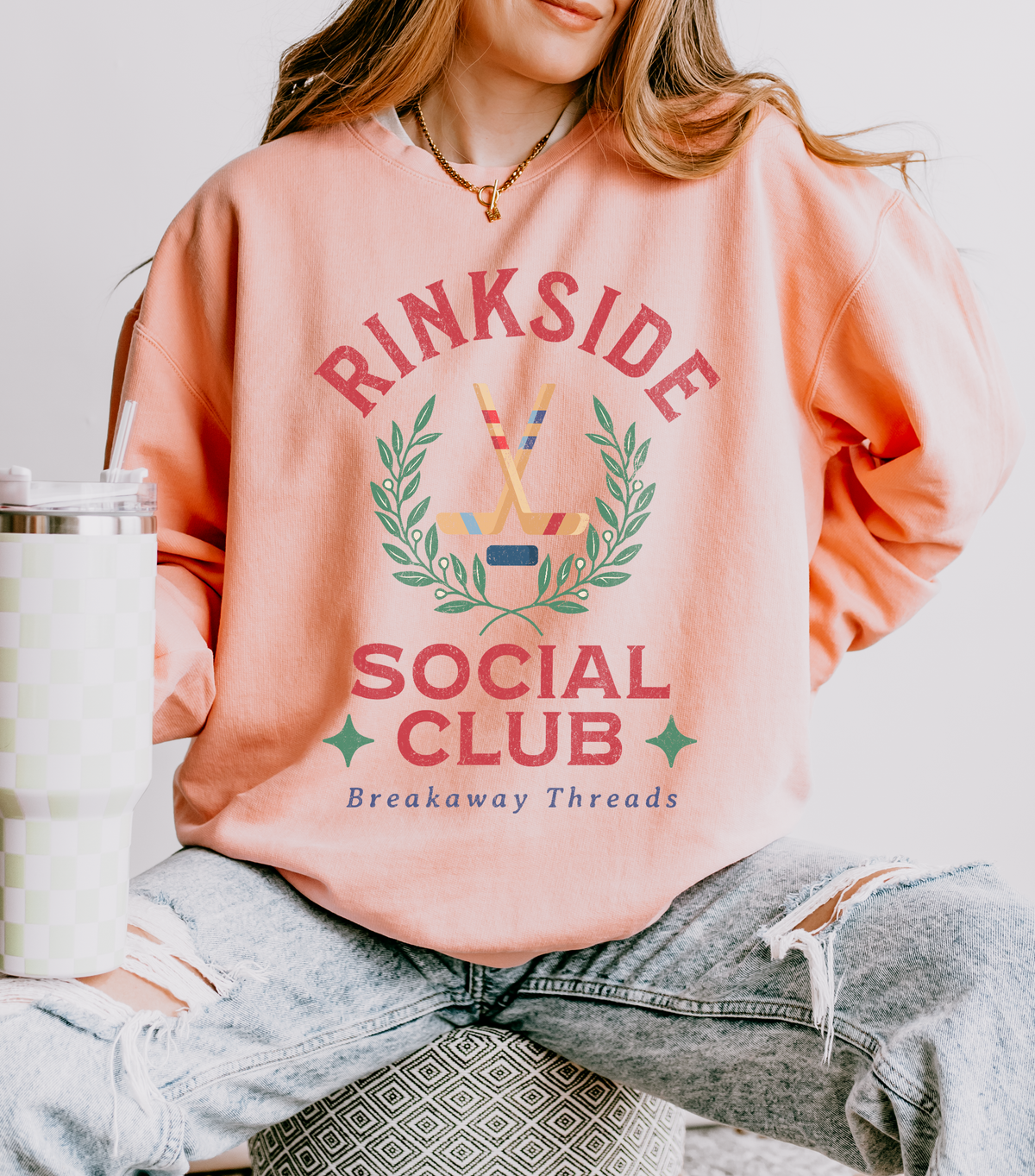 Rinkside Social Club Soft Style Comfort Colors Unisex Lightweight Crewneck Sweatshirt