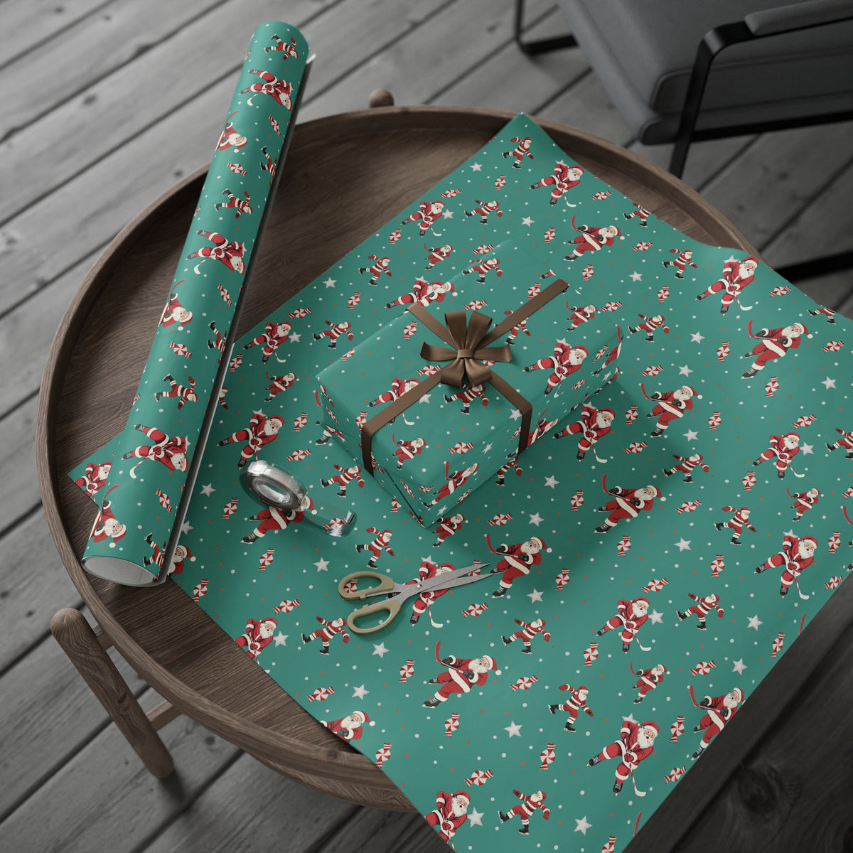 Santa's Slapshot Wrapping Paper