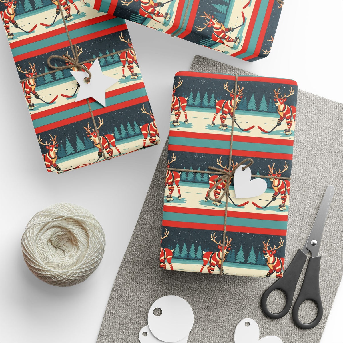 Rinkside Reindeer Wrapping Paper