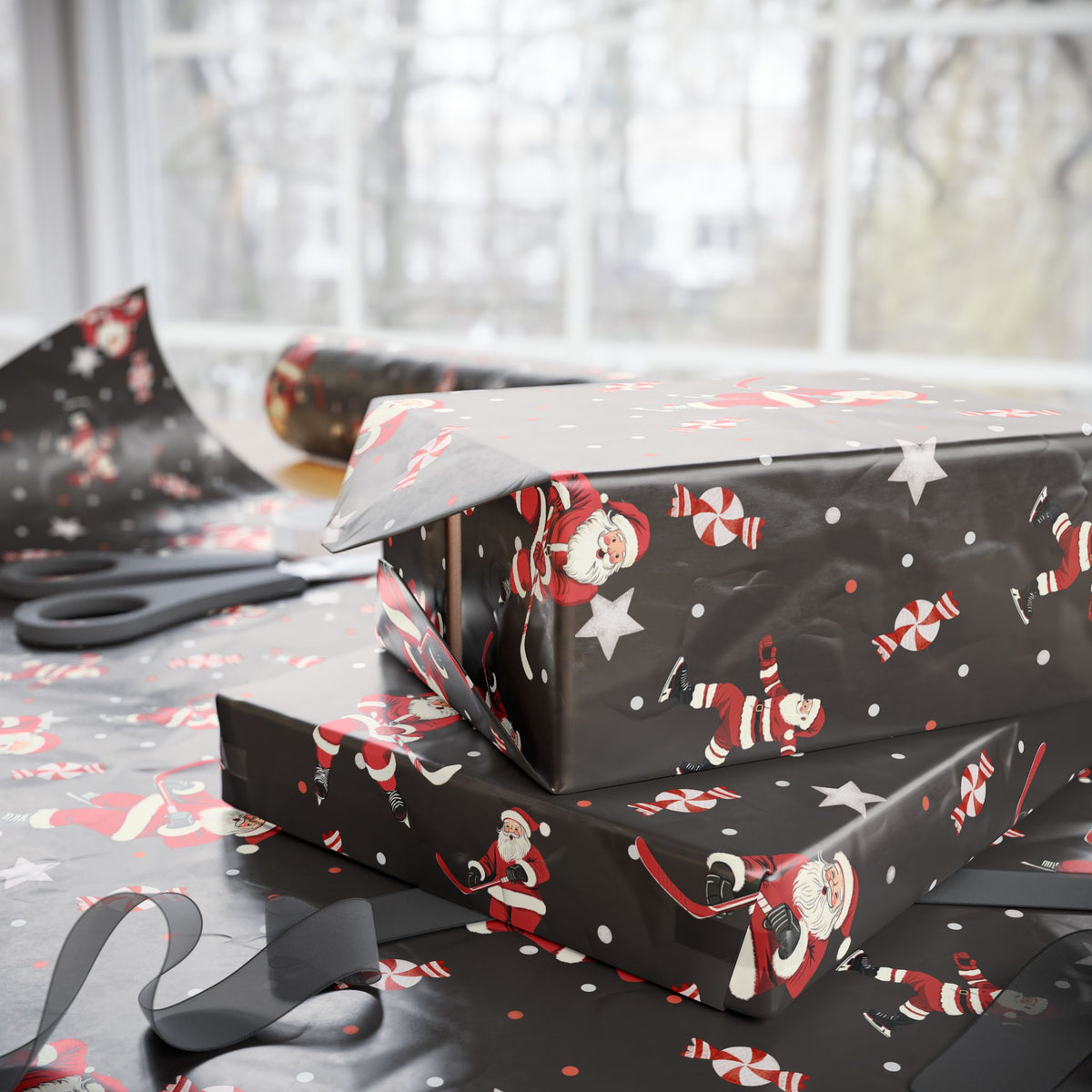 Santa's Slapshot Wrapping Paper