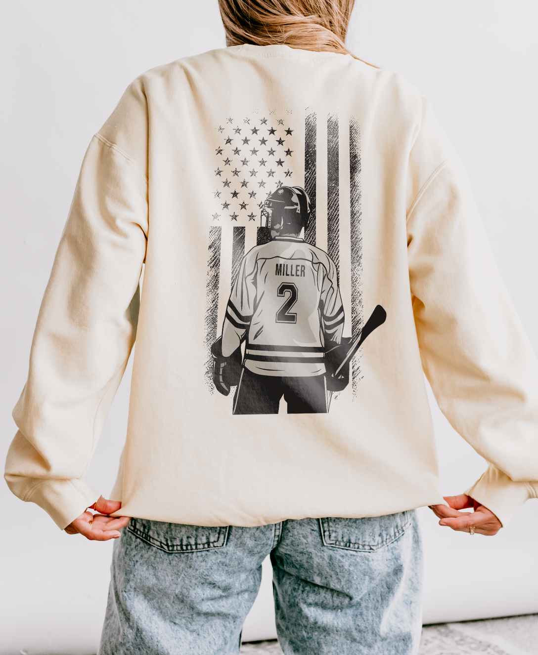 Custom Hockey Mom Comfort Colors Unisex Lightweight Crewneck Sweatshirt