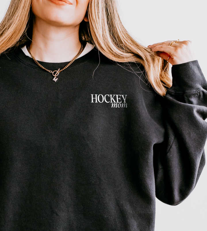 Custom Hockey Mom Comfort Colors Unisex Lightweight Crewneck Sweatshirt